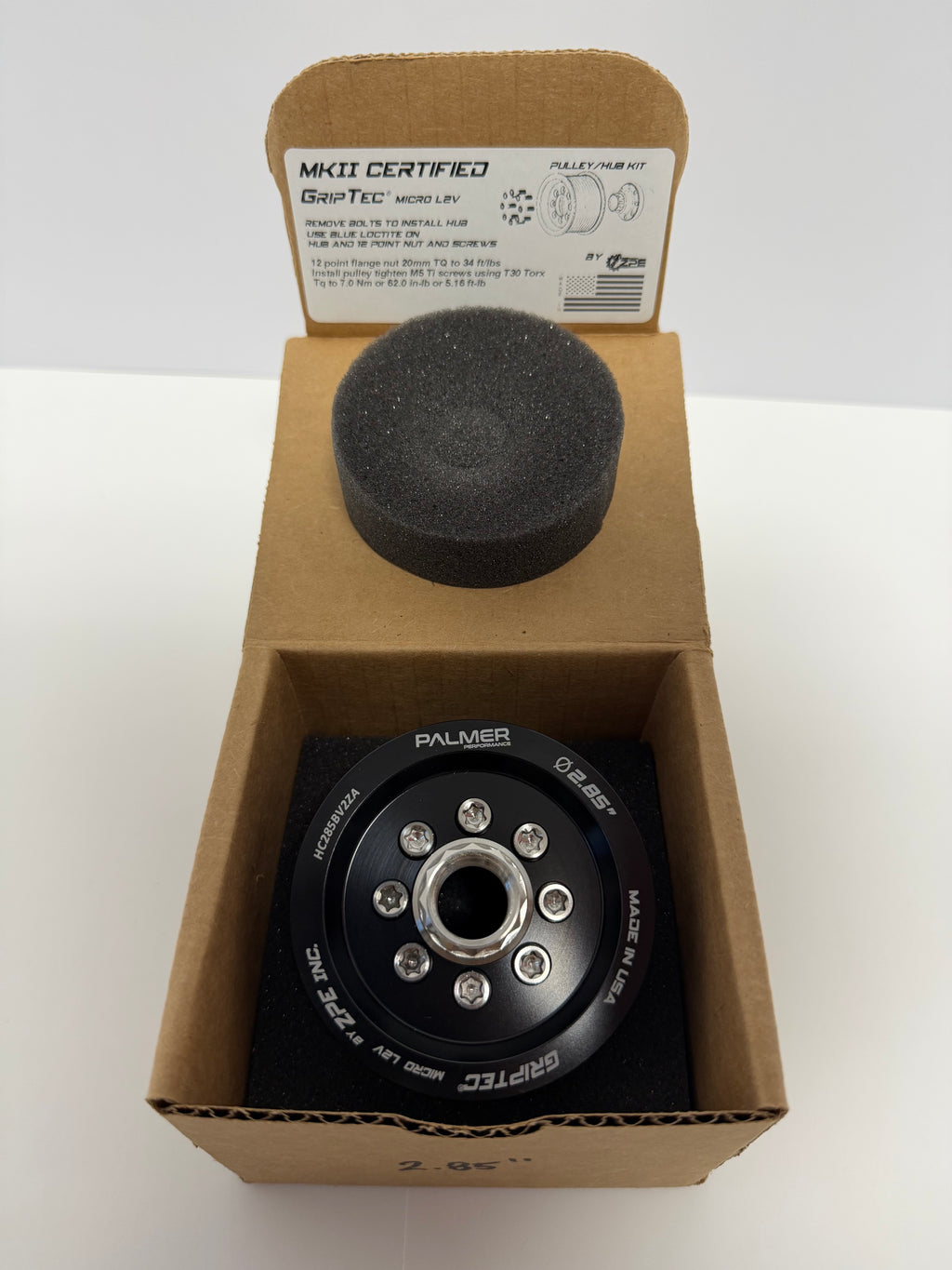 2.85" 10 Rib ZPE GripTec 2pc HellCat L2V Black Pulley & Hub Kit