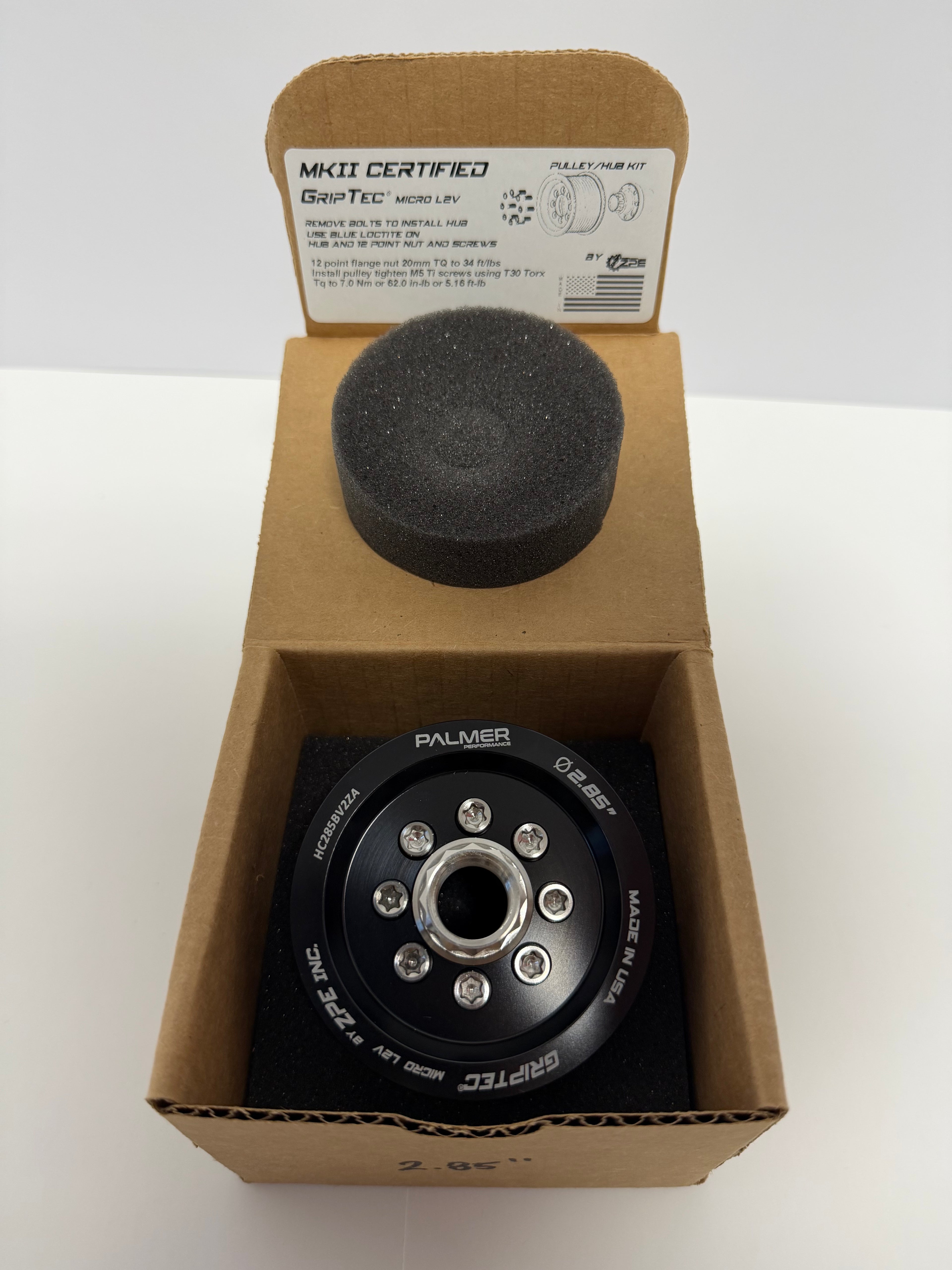 2.85" 10 Rib ZPE GripTec 2pc HellCat L2V Black Pulley & Hub Kit