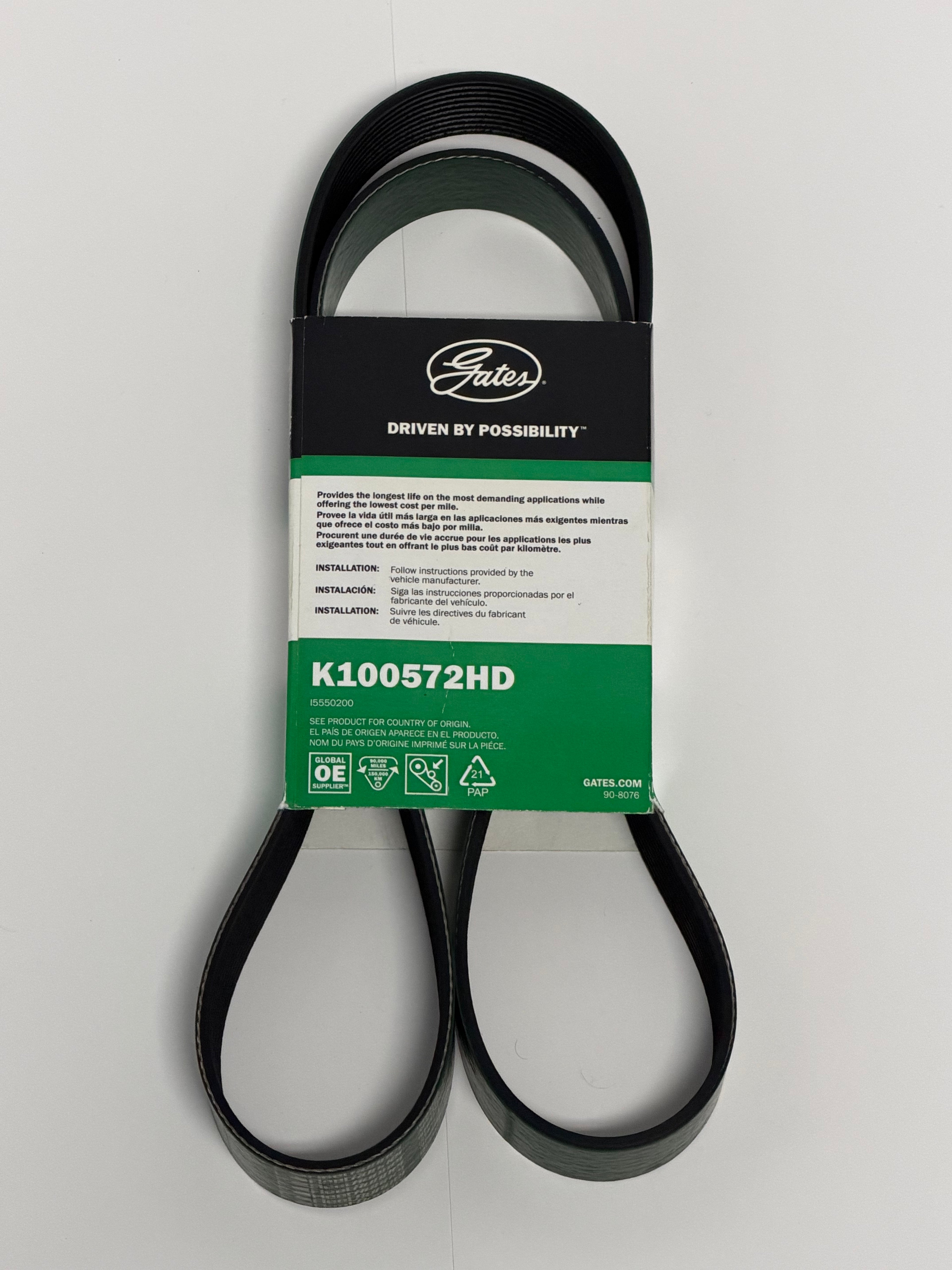 Gates K100572HD Fleetrunner Micro-V Heavy Duty 10 Rib Serpentine Belt for 15-23 Challenger & Charger SRT Hellcat