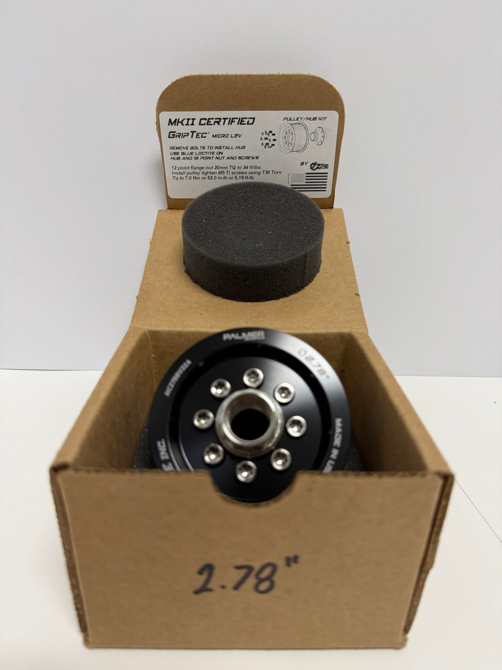 2.78" 10 Rib ZPE GripTec 2pc HellCat L2V Black Pulley & Hub Kit